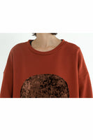 Orange Pullover Sweatshirt For Women