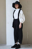 Spring 100%Linen Black Jumpsuit
