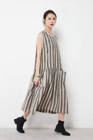 Summer Sleeveless Stripe Loose Dress