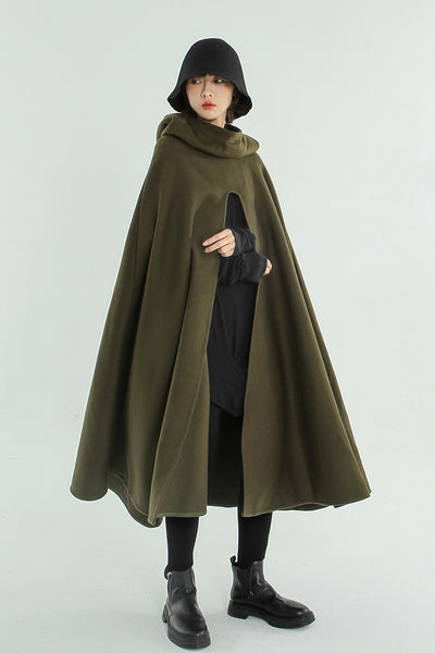 Hooded cloak, cape coat, wool cloak, hooded cape, wool coat, long