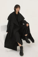 Women Winter Black Long Trench Coat