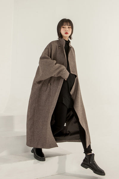 Women Winter Long Wool Trench Coat