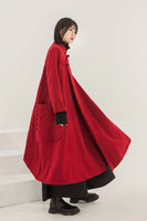 Women Winter Wool Red Coat