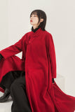 Women Winter Wool Red Coat
