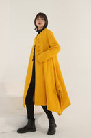 Women Winter Wool Yellow Coat