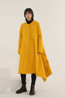 Women Winter Wool Yellow Coat